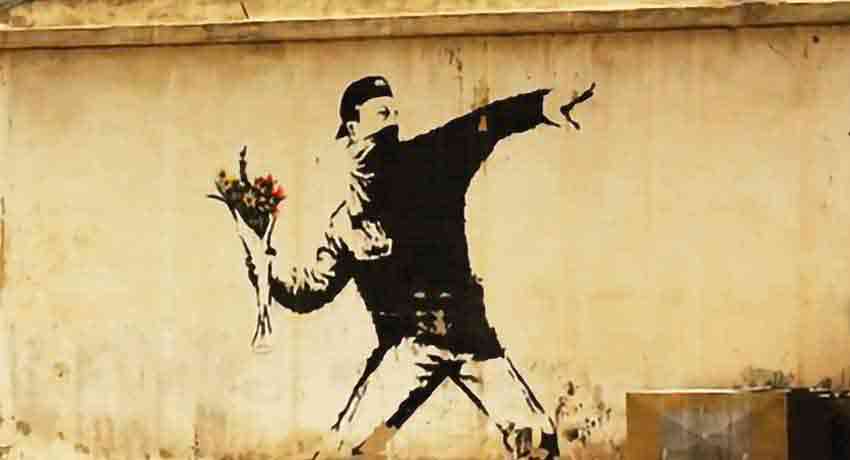 граффити «Метатель цветов»